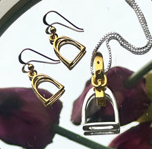 Load image into Gallery viewer, Yellow Gold &amp; Sterling Silver Stirrup Necklace