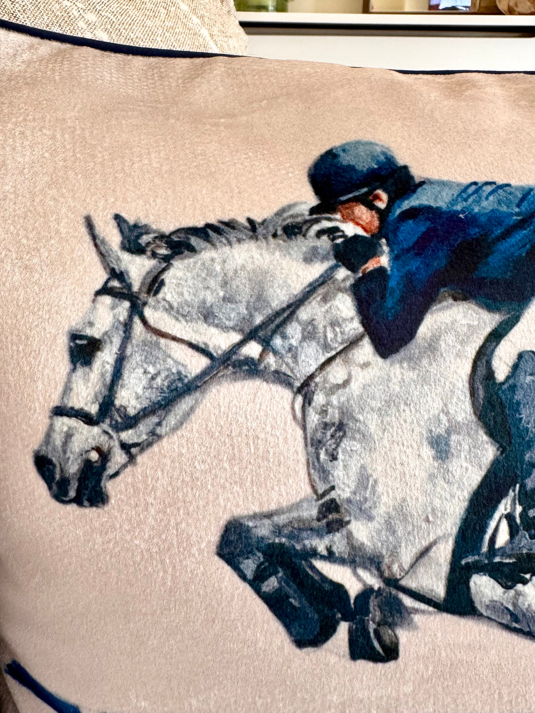 Show Jumper Velvet Cushion Cover