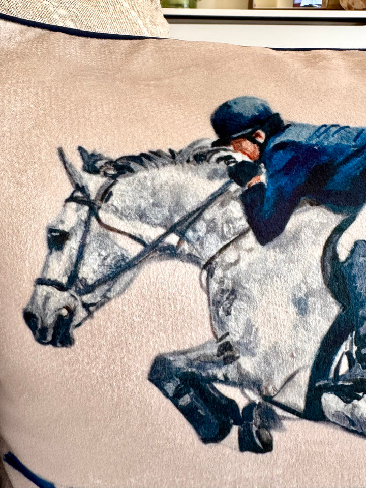 Show Jumper Velvet Cushion Cover