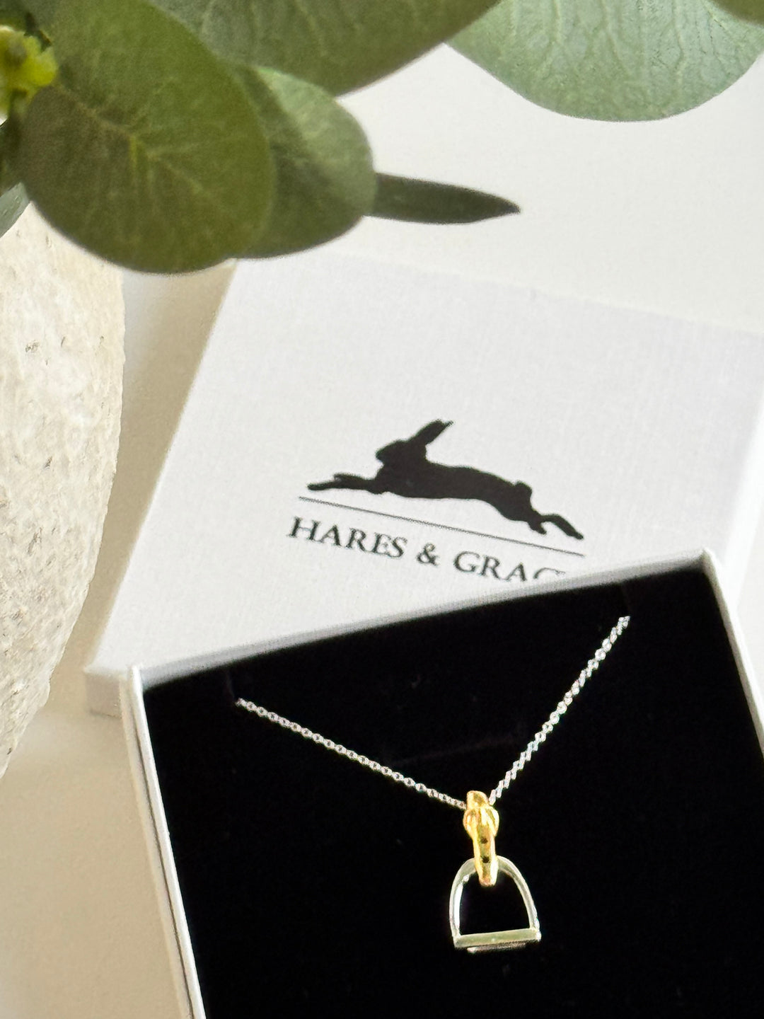 Yellow Gold & Sterling Silver Stirrup Necklace