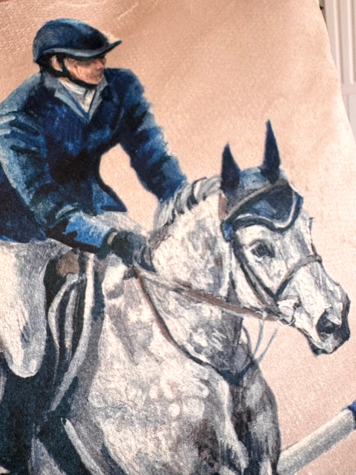 Show Jumping Velvet Cushion Cover