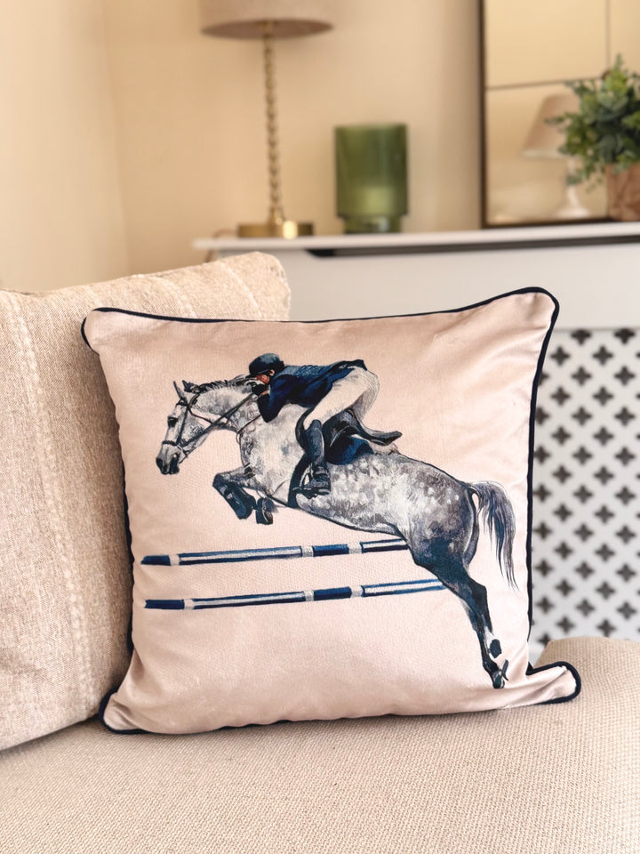 Show Jumper Velvet Cushion Cover