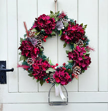 Load image into Gallery viewer, Festive Hydrangea Wreath