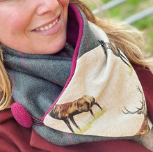 Load image into Gallery viewer, Dark Green Stag Neck Warmer Scarf