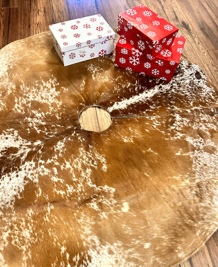 Tan Cowhide Christmas Tree Skirt