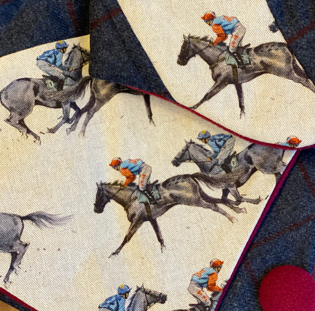 Navy Horse Racing Neck & Ear Warmer