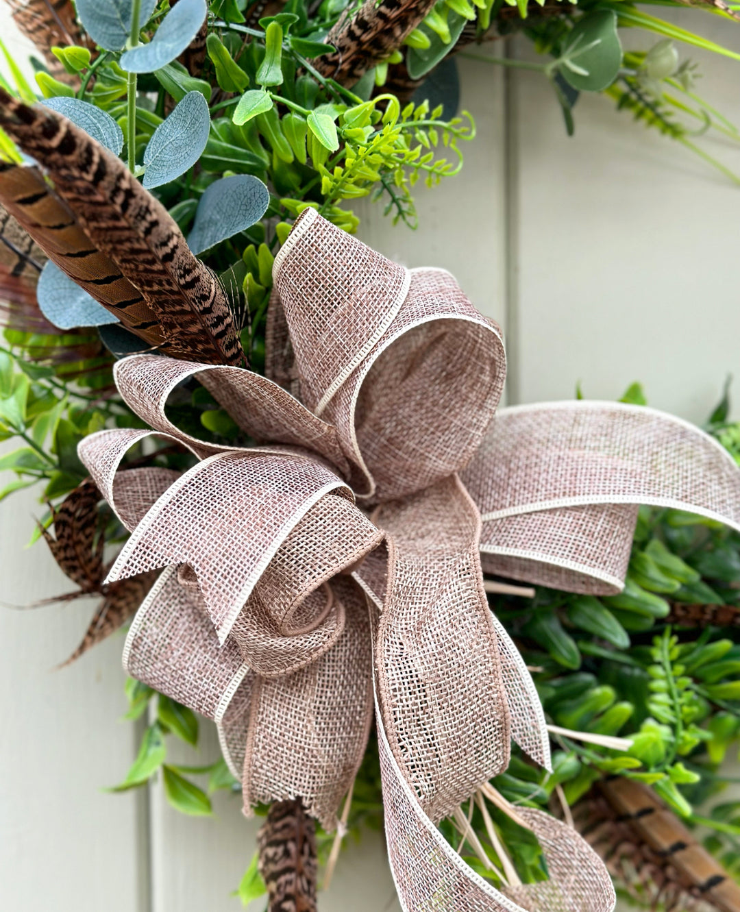 Foliage & Pheasant Feather Wreath