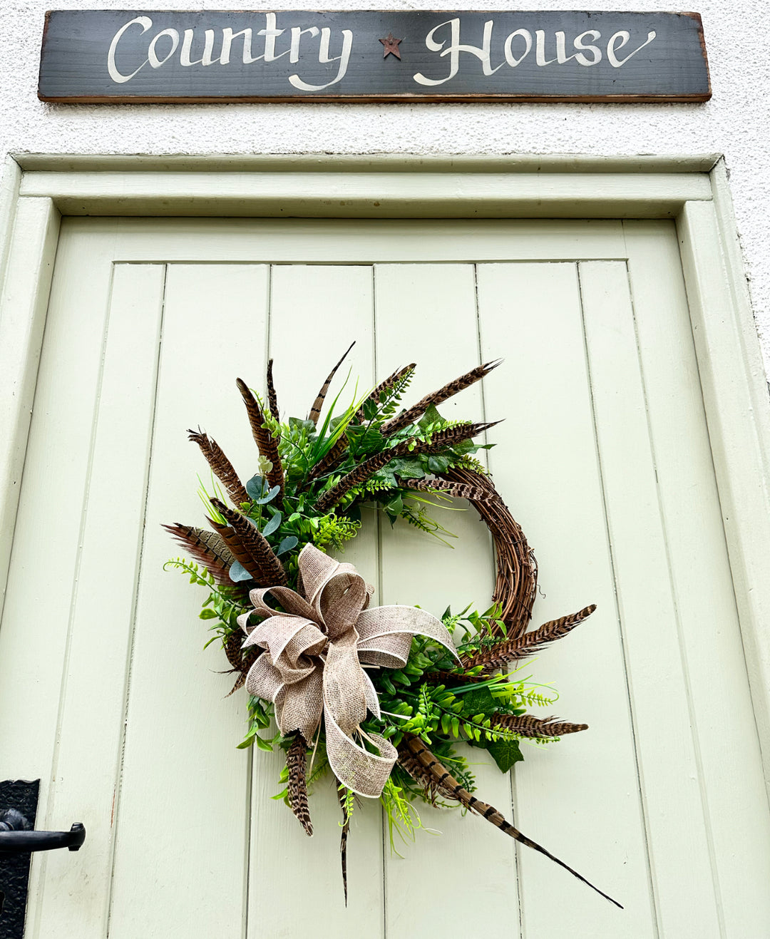 Foliage & Pheasant Feather Wreath