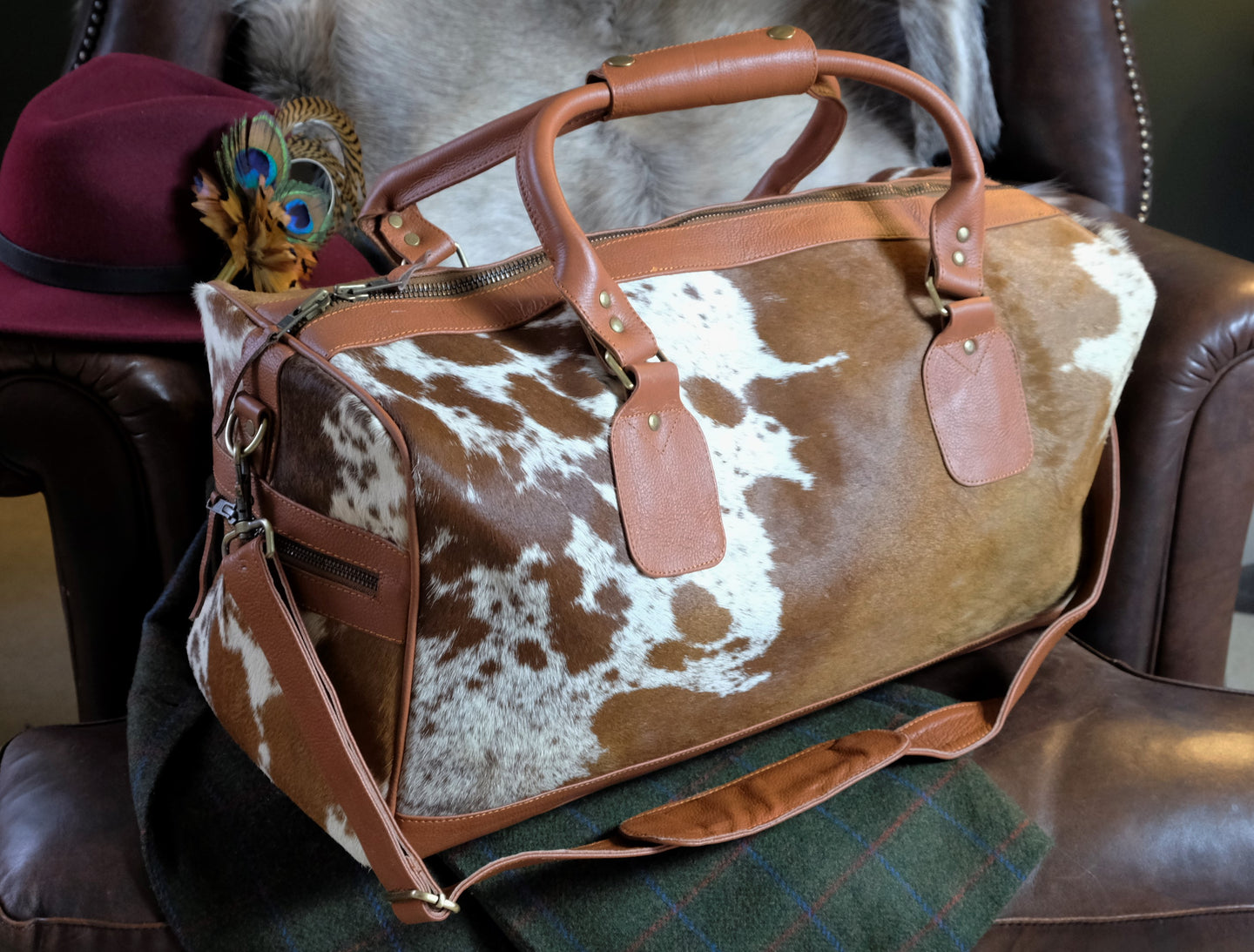 The Graceford Tan Cowhide Weekend Bag
