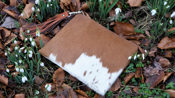 The Foxton Tan Leather Cowhide Clutch Bag