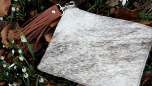 The Foxton Grey & Tan Leather Cowhide Clutch Bag