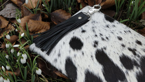 Black Leather Cowhide Clutch Bag