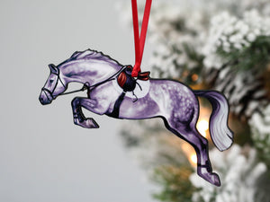 Jumping Grey Hunter Horse Ornament