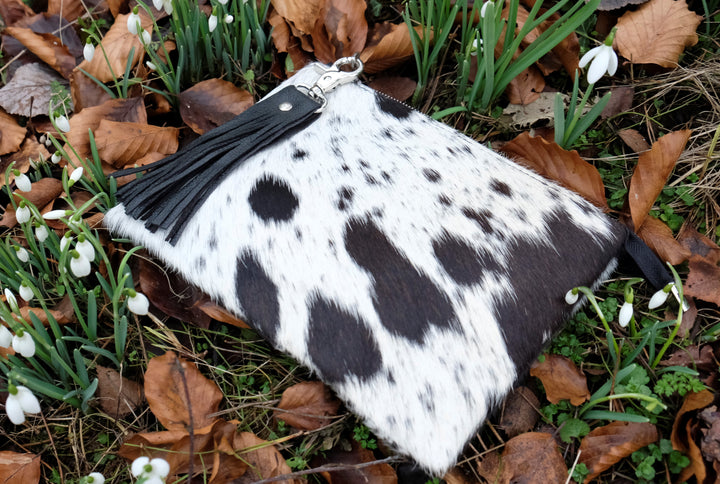 The Foxton Black Leather Cowhide Clutch Bag