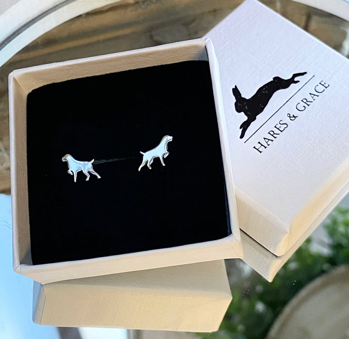 Sterling Silver Alert Dog Earrings