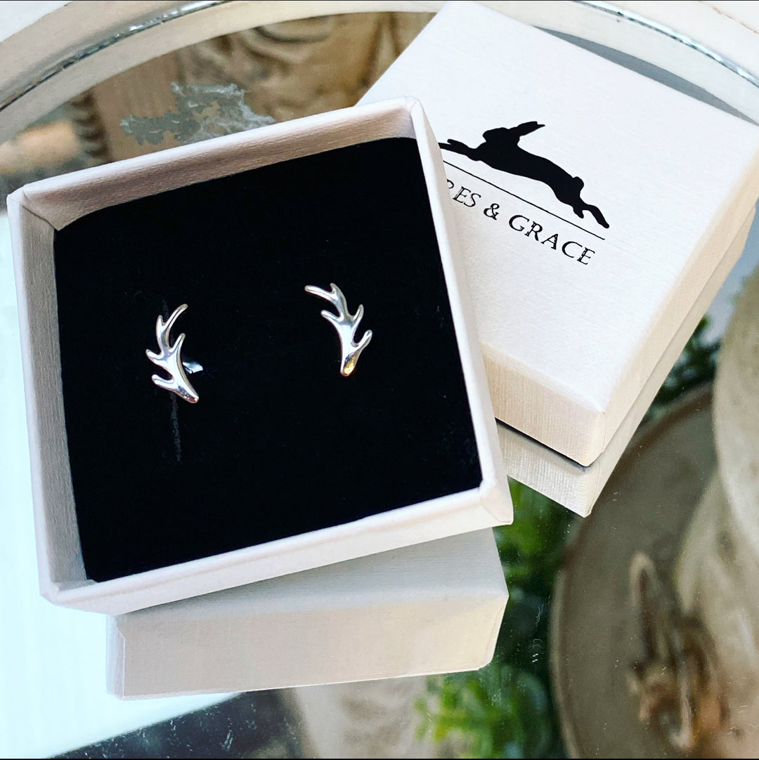 Sterling Silver Antler Earrings