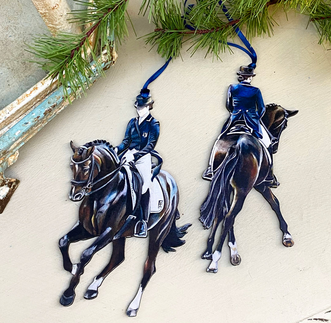 Dressage Horse Ornament Front