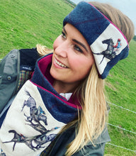 Load image into Gallery viewer, Navy Horse Racing Neck Warmer Scarf