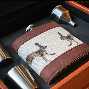 Hare Hip Flask Set In Case
