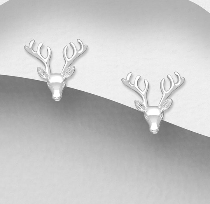 Sterling Silver Stags Head Earrings