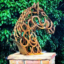 Load image into Gallery viewer, Stunning Horseshoe Horse Head Statue