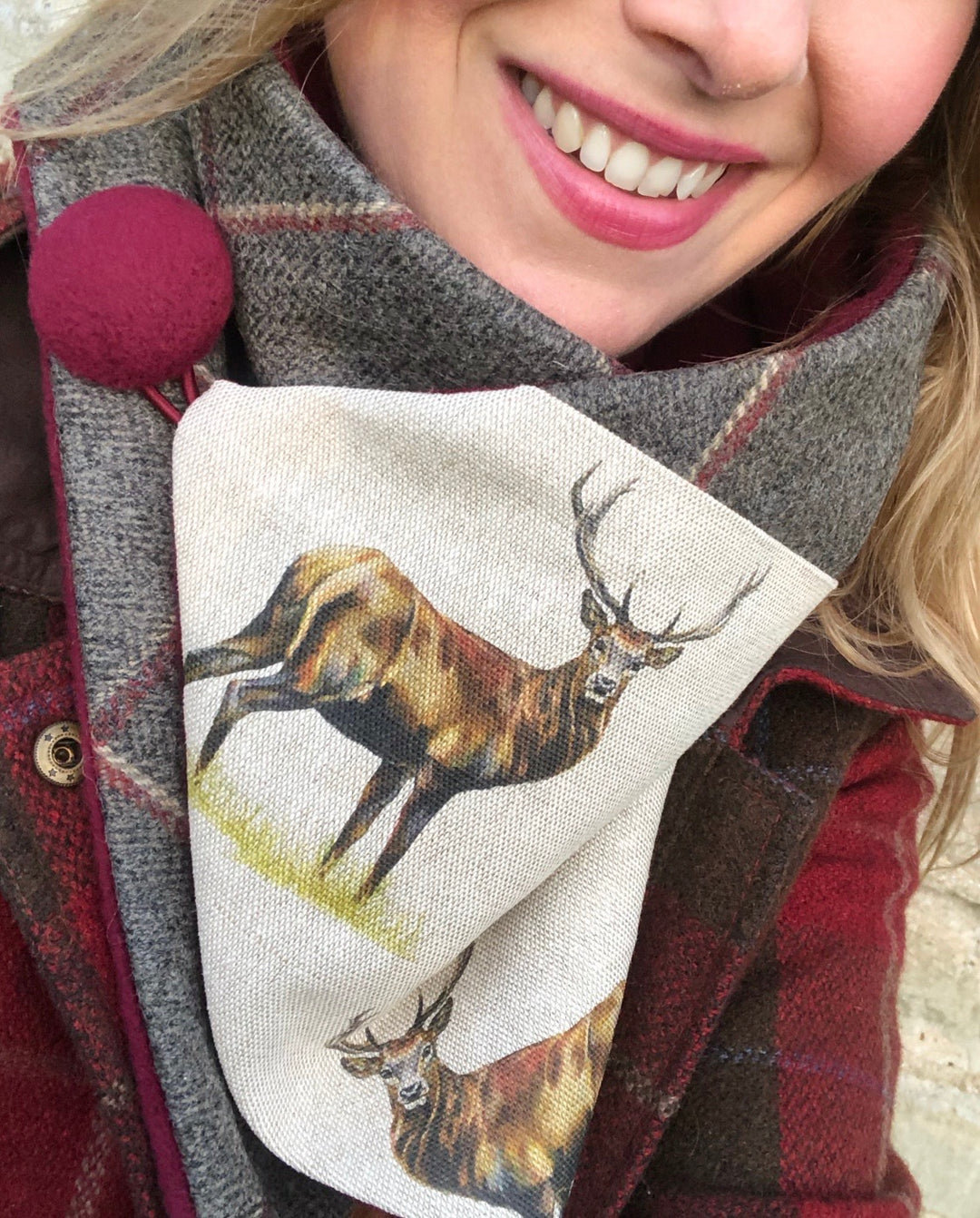 Grey Stag Neck Warmer Scarf