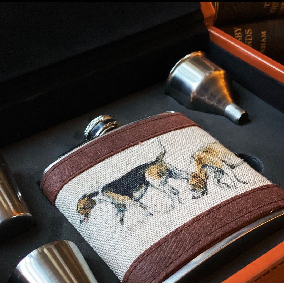 Hound Hip Flask Set In Case