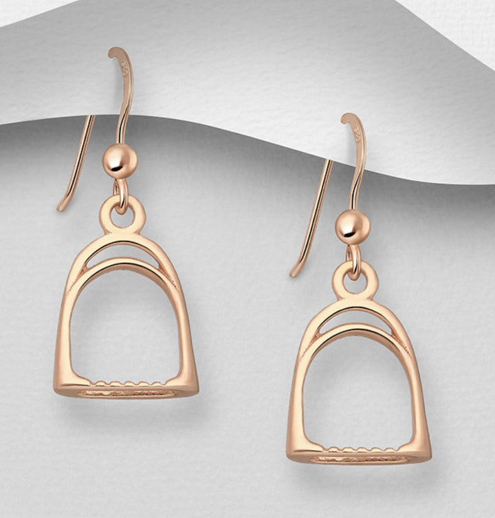 Sterling Silver & Rose Gold Stirrup Earrings