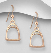 Load image into Gallery viewer, Sterling Silver &amp; Rose Gold Stirrup Earrings