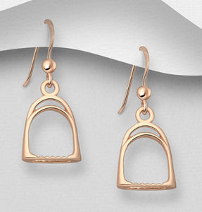 Sterling Silver & Rose Gold Stirrup Earrings