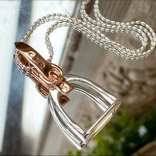 Load image into Gallery viewer, Large Rose &amp; Silver Stirrup Necklace