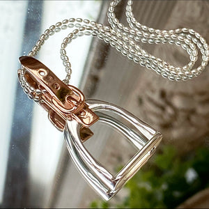 Rose Gold & Sterling Silver Stirrup Necklace