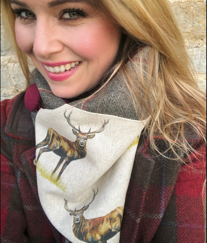 Grey Stag Neck Warmer Scarf