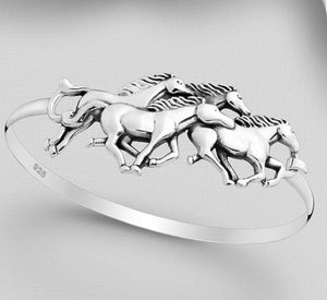 Sterling Silver Horse Bangle
