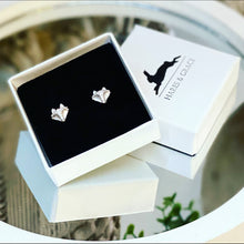 Load image into Gallery viewer, Sterling Silver CZ Fox Earrings
