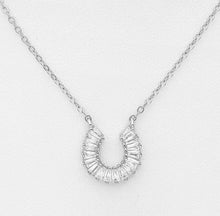 Load image into Gallery viewer, Sterling Silver CZ Horseshoe Necklace