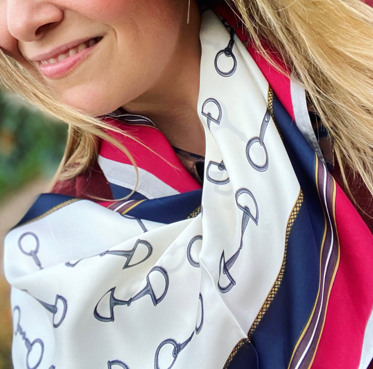 Equestrian Snaffle Navy & Red Scarf