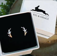 Load image into Gallery viewer, Sterling Silver Antler Earrings