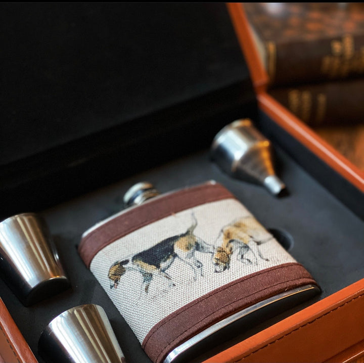 Hound Hip Flask Set In Case